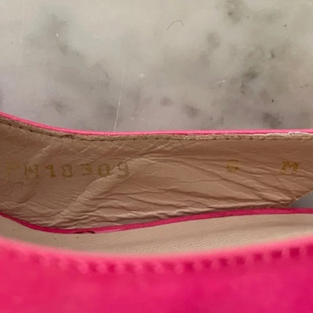 STUART WEITZMAN Jenny Fuchsia Peep Toe Sling Back Cork Wedge 6M